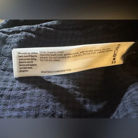 Eileen Fisher Navy Button-Up Shirt Dress - Picture 6 of 6